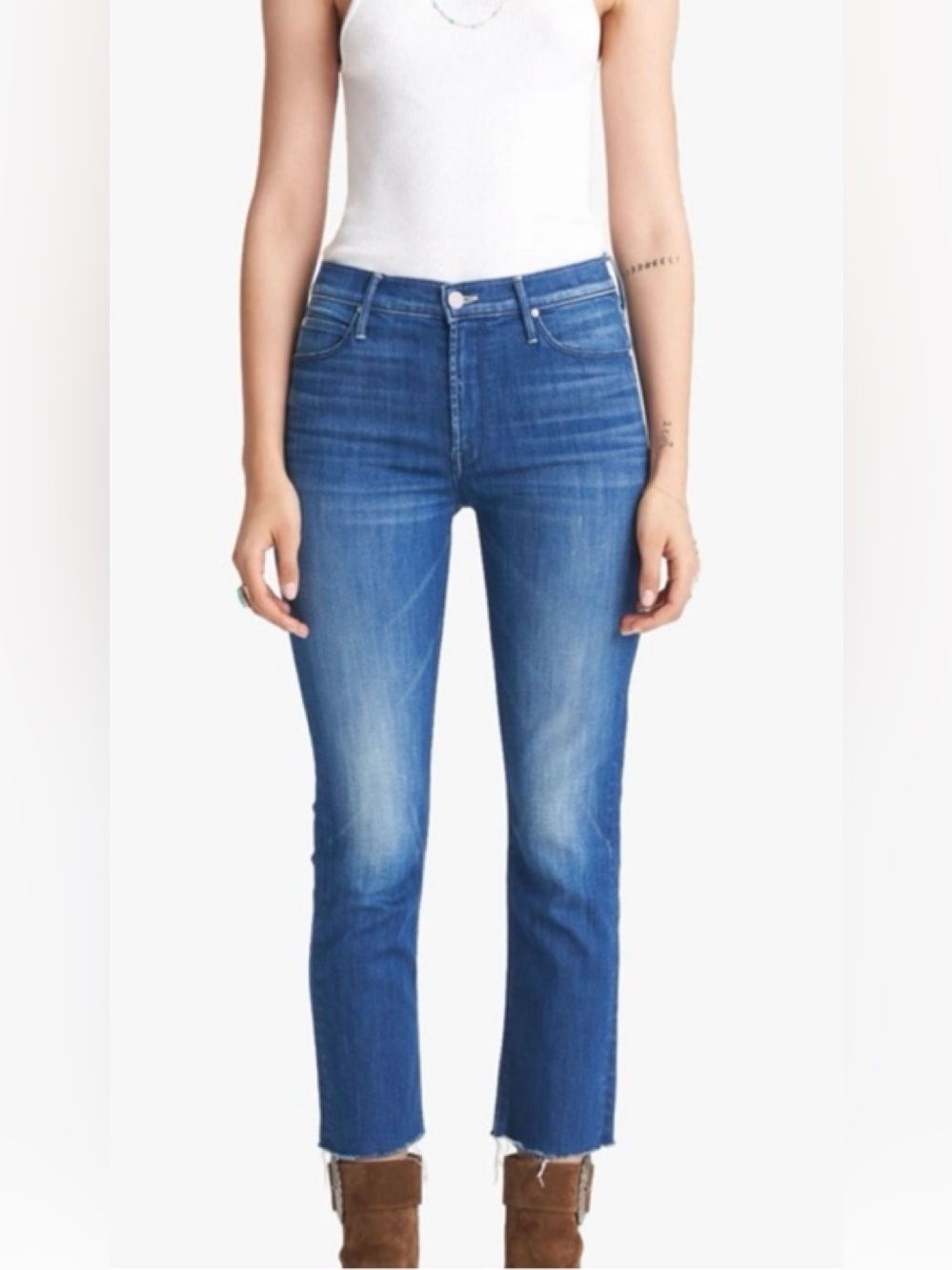 Mother Denim Jeans The Mid Rise Dazzler Crop Fray Jeans - Squeeze It Size 26